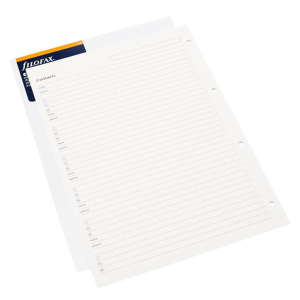 Filofax M2 Name/Address/Email/PH/FX/Mobile Notepaper Insert