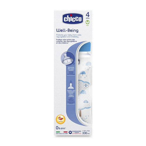 Chicco Well-Being Latex Teat Boy Bottle 4 Months+ 330mL