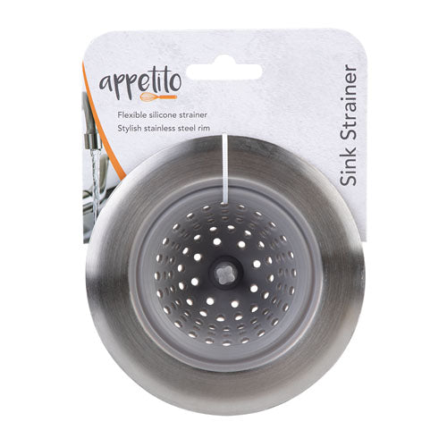 Appetito Stainless Steel & Silicone Sink Strainer (Grey)
