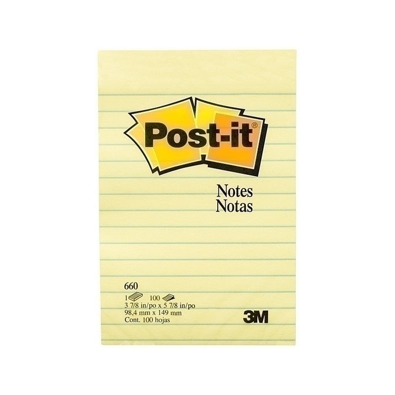 Post-it Canary Yellow Lined Notes 12pk