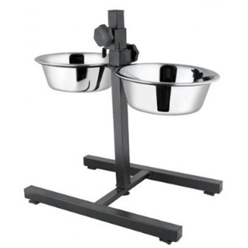 Adjustable Heavy Duty Double Feeder Stand w/ Bowls