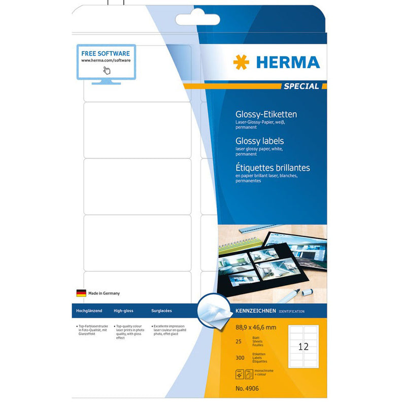 Herma Laser Glossy Labels A4 25pc (White)