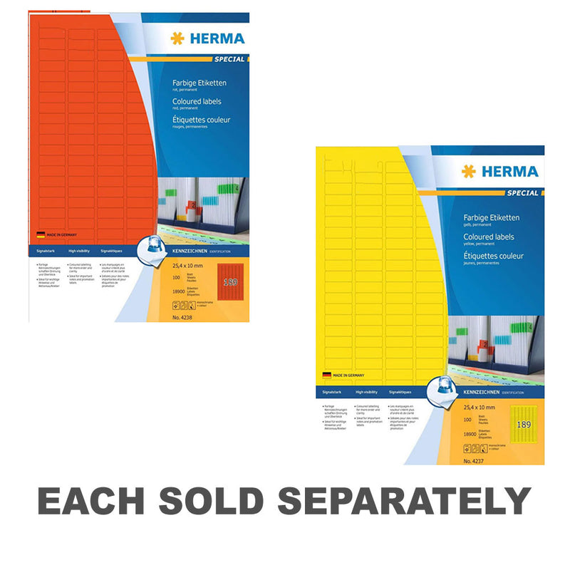 Herma Coloured Labels A4 100pc (25.4x10mm)