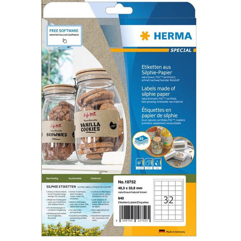 Herma Silphie Paper Labels A4 20pc (Natural)