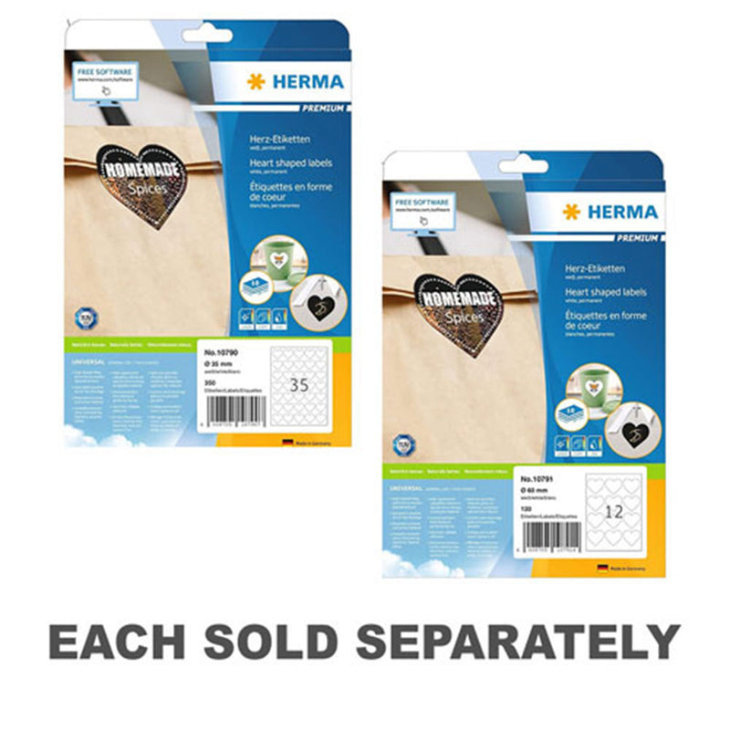 Herma Premium Heart-Shaped Labels A4 10pc