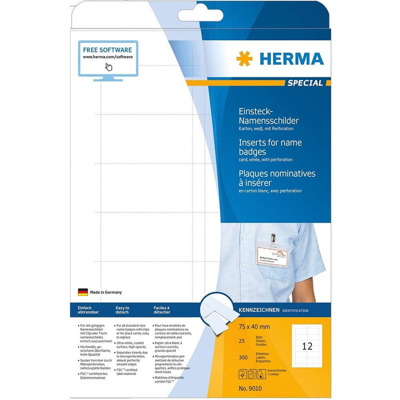 Herma Inserts for Name Badges A4 25pk