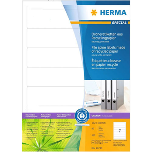 Herma Recylced Paper File Spine Labels A4 80pc