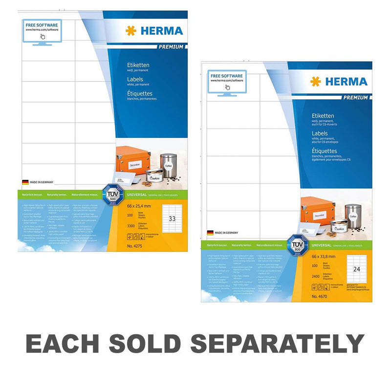 Herma Premium Labels A4 66mm 100pc