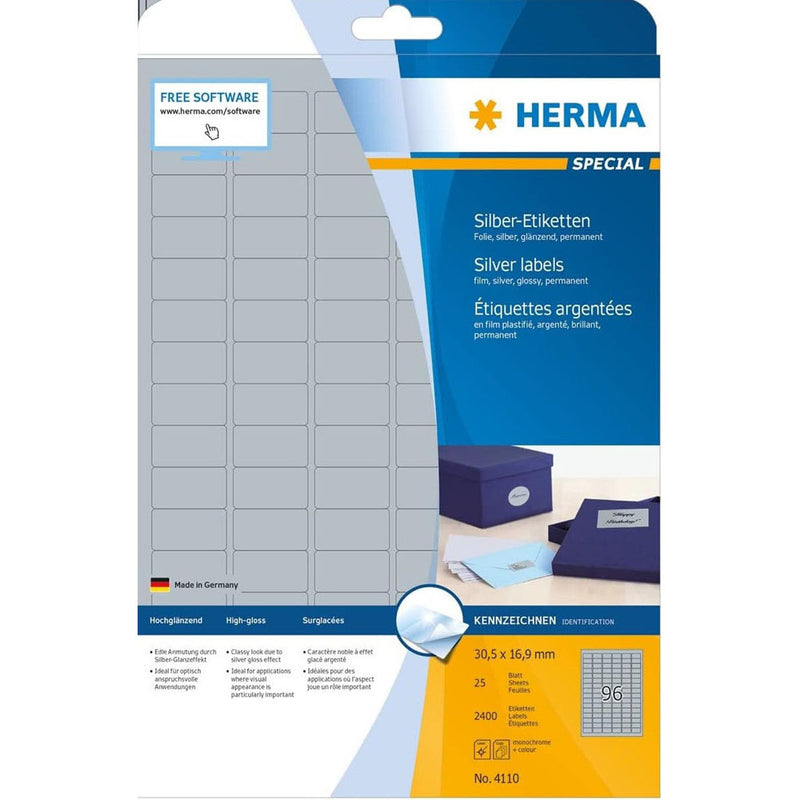 Herma Silver Foil Labels A4 25pc