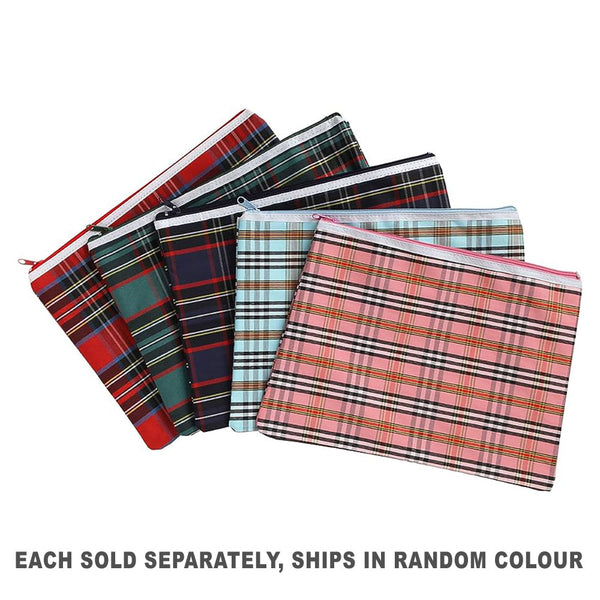 Marbig Single Zip Giant Tartan Pencil Case (36x26cm)