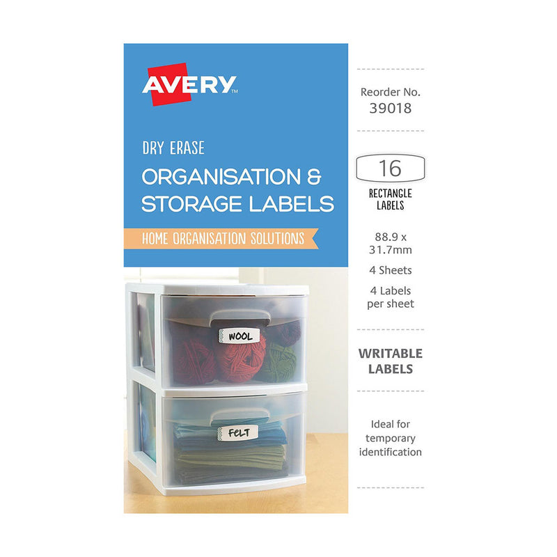 Avery wissen organiseren labels 16 -stcs (89x32 mm)