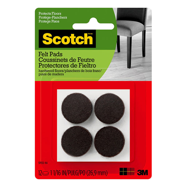 Scotch Round Felt Pads 12pk (Brown)