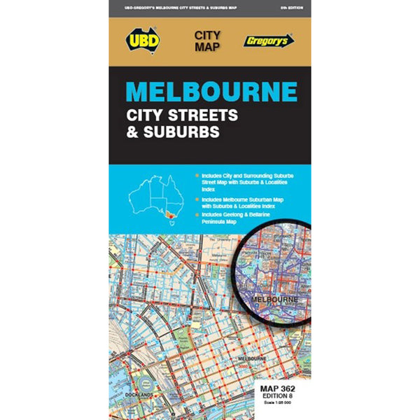 UBD-Gregory's Melbourne City Streets and Suburbs Map 8th Ed