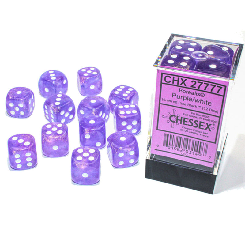 Borealis Chessex 16 mm D6 Bloc de dés lumineux