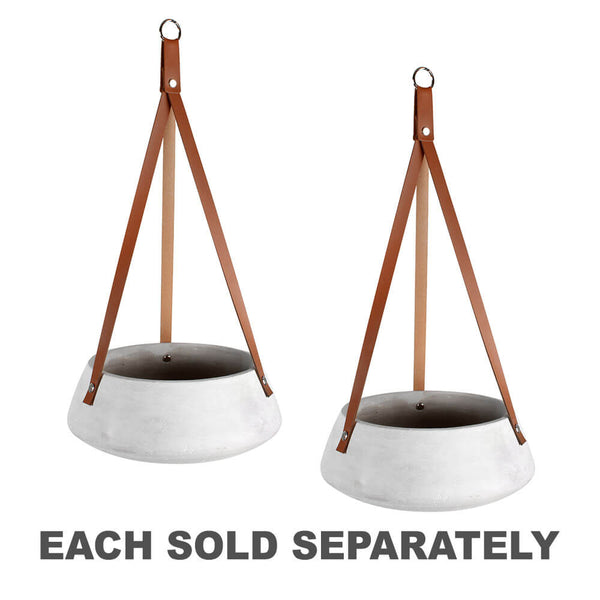 Lucee Concrete Hanging Pot with PU Leather Strap