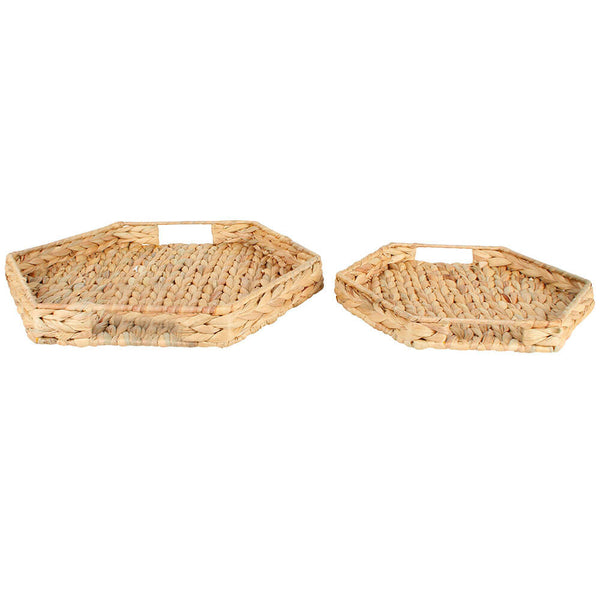 Walu Water Hyacinth Hexagon Display Trays 2 Sets (40x40x5cm)