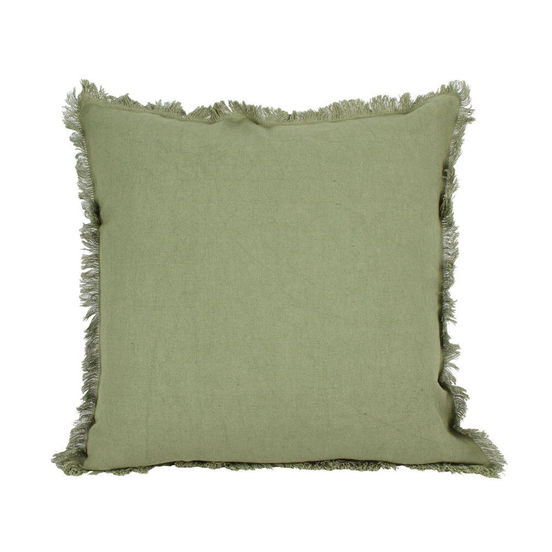 Coussin gaufré Ripley avec franges olive