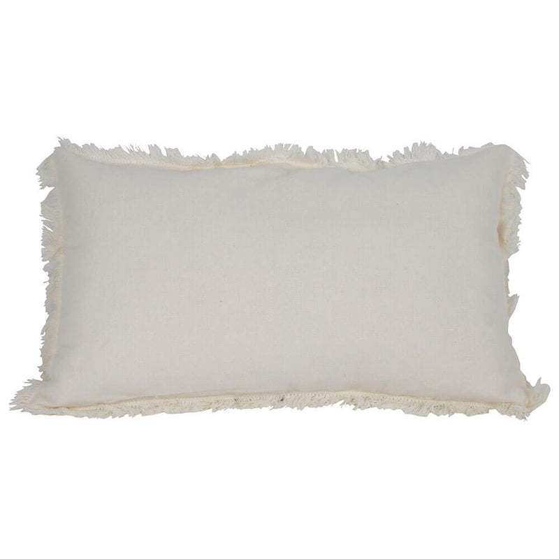 Coussin gaufré Ripley avec franges crème