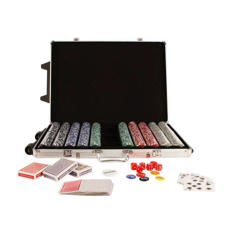 Pokerspelspeelset met aluminium carry case