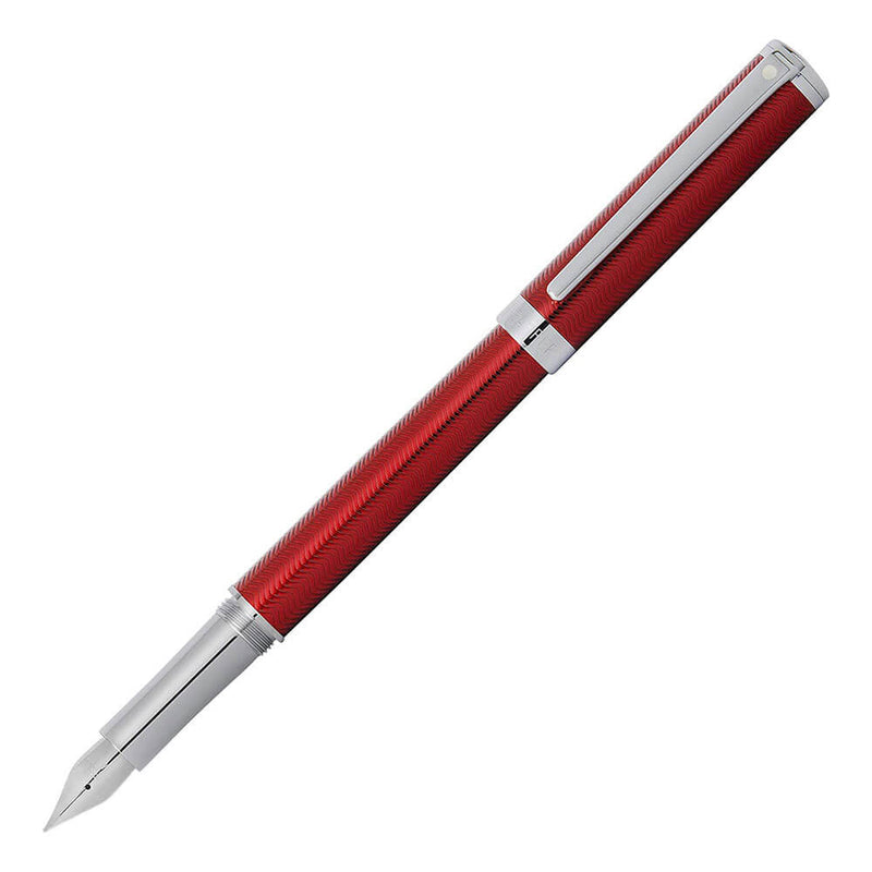 Stylo plume rouge gravé Intensity avec garniture chromée