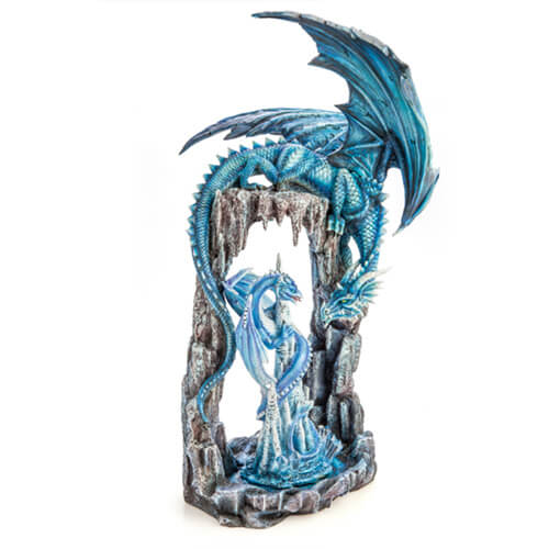 Two Blue Dragons in Icy Cave Figurine