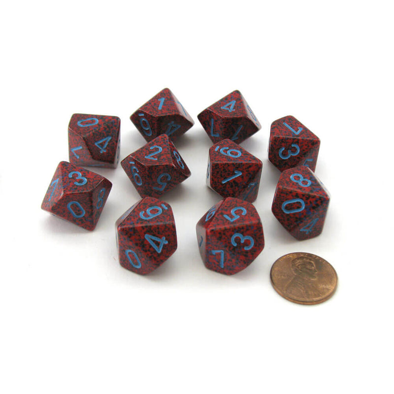 Chessex D10 Polyedrale 10-die gespikkelde set