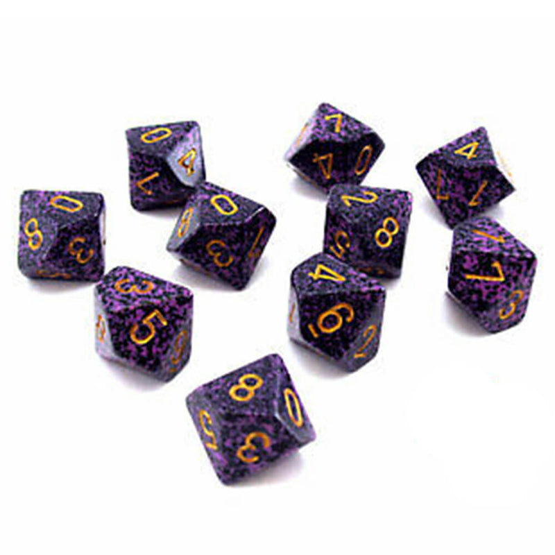 Chessex D10 Polyedrale 10-die gespikkelde set