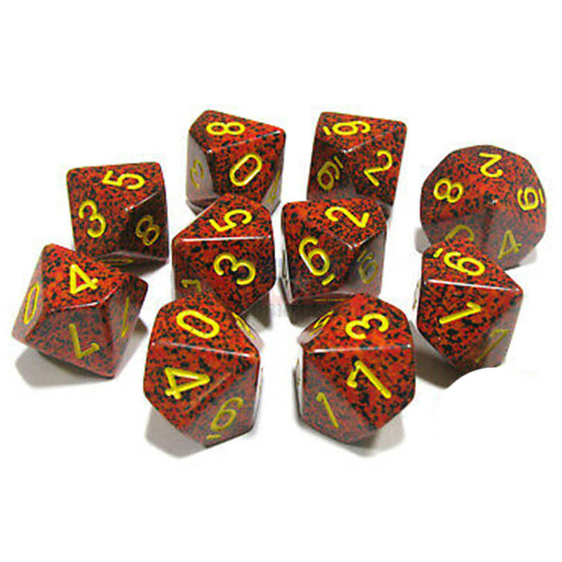 Chessex D10 Polyedrale 10-die gespikkelde set