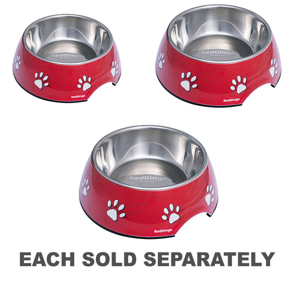 Melamine Bowl with Pawprint Design (Red)