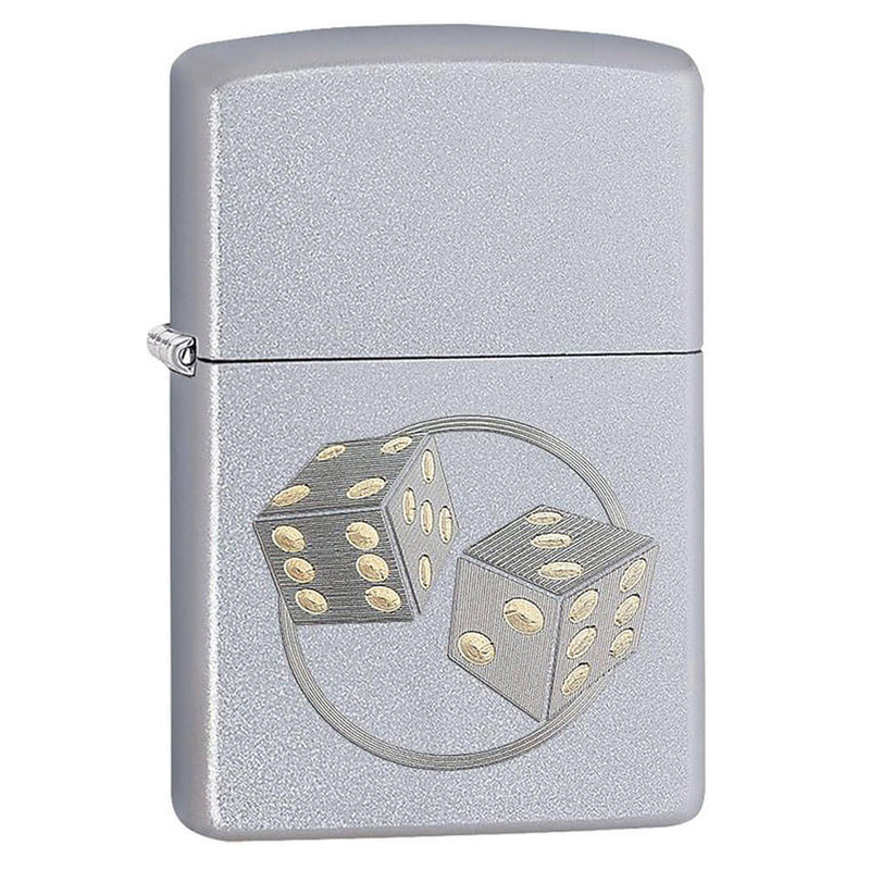 Zippo Satin Chrome Finish Dice Lighter