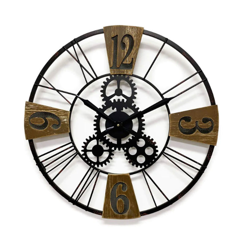 Stylish Metal & Wood Gears Wall Clock