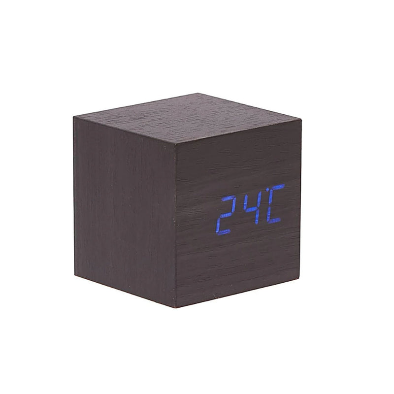 LED Wooden Cube Desk Clock w/ Temp/Date Display