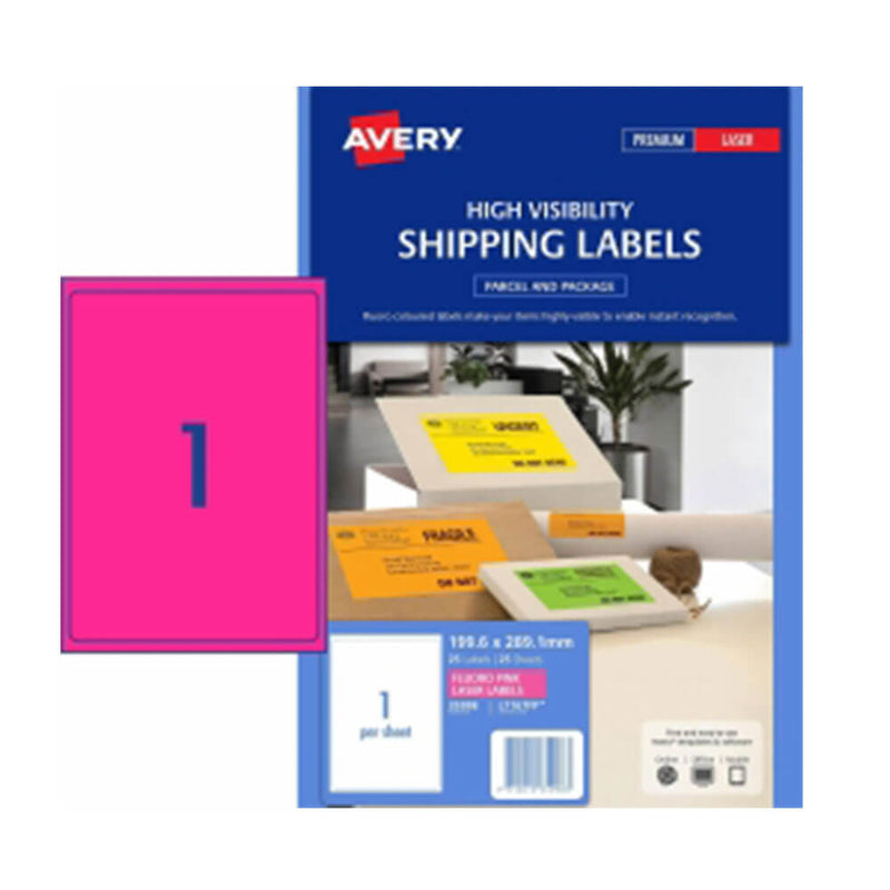 Avery High Visibility Shipping Label 25pk 1/blad