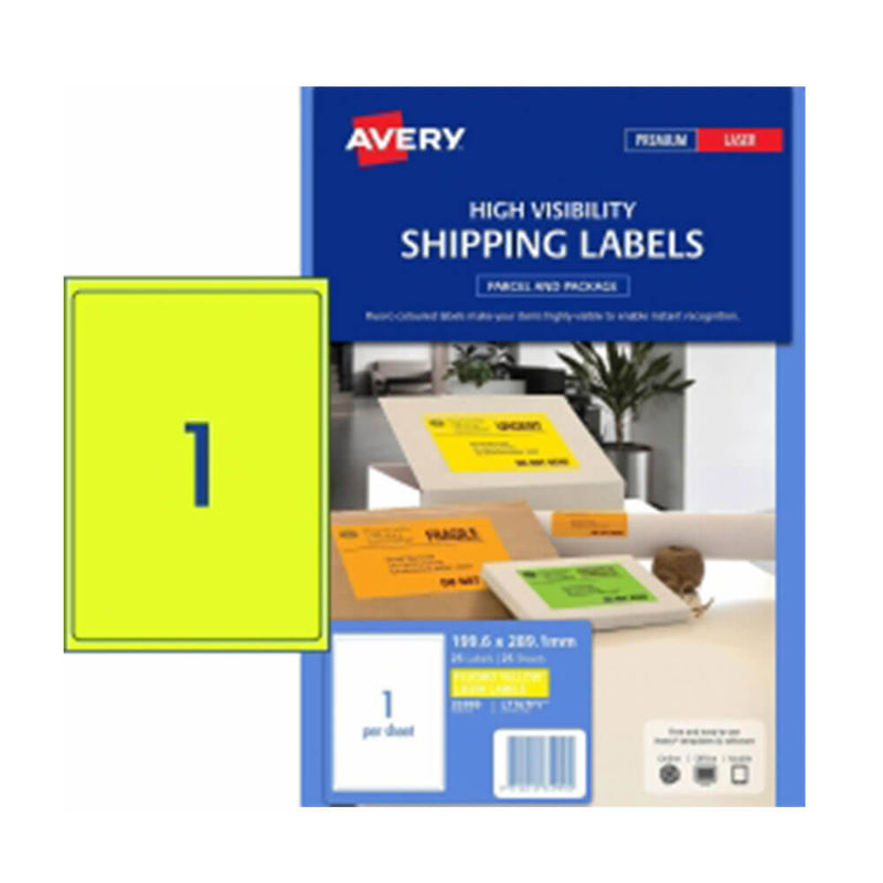 Avery High Visibility Shipping Label 25pk 1/blad