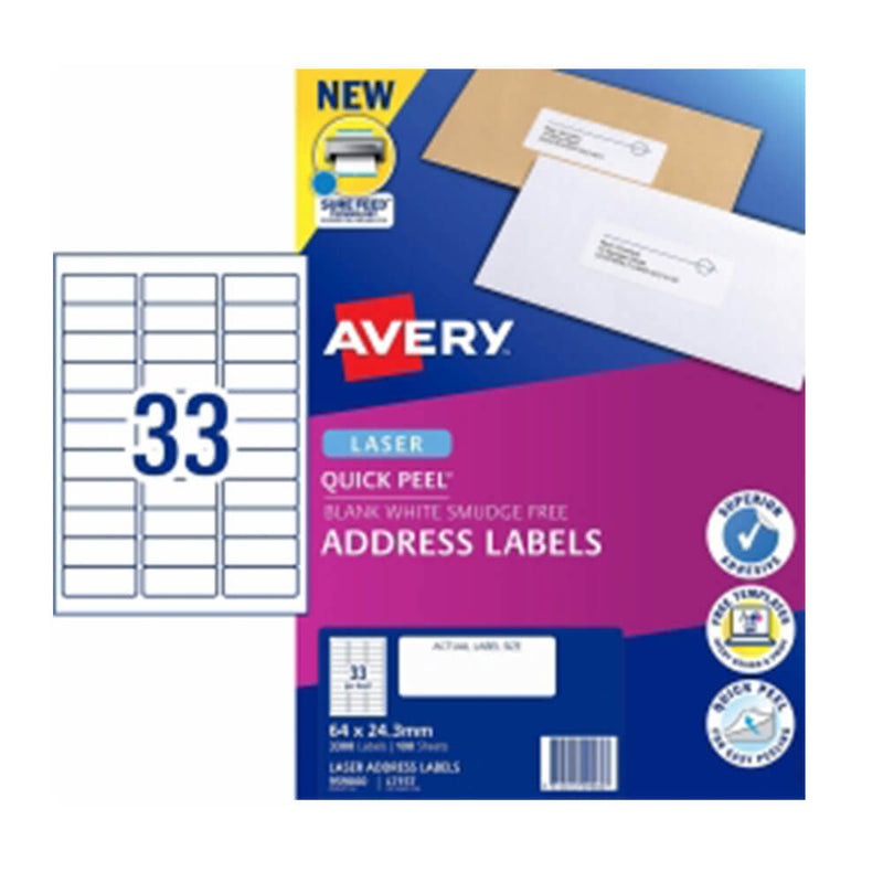 Avery laseradreslabel wit (100 pk)