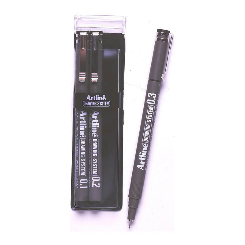 Artline tekensysteem Pen zwart (portemonnee van 3)