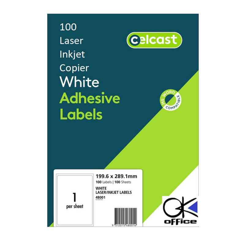Celcast laser/inkjet labels wit (100 pk)