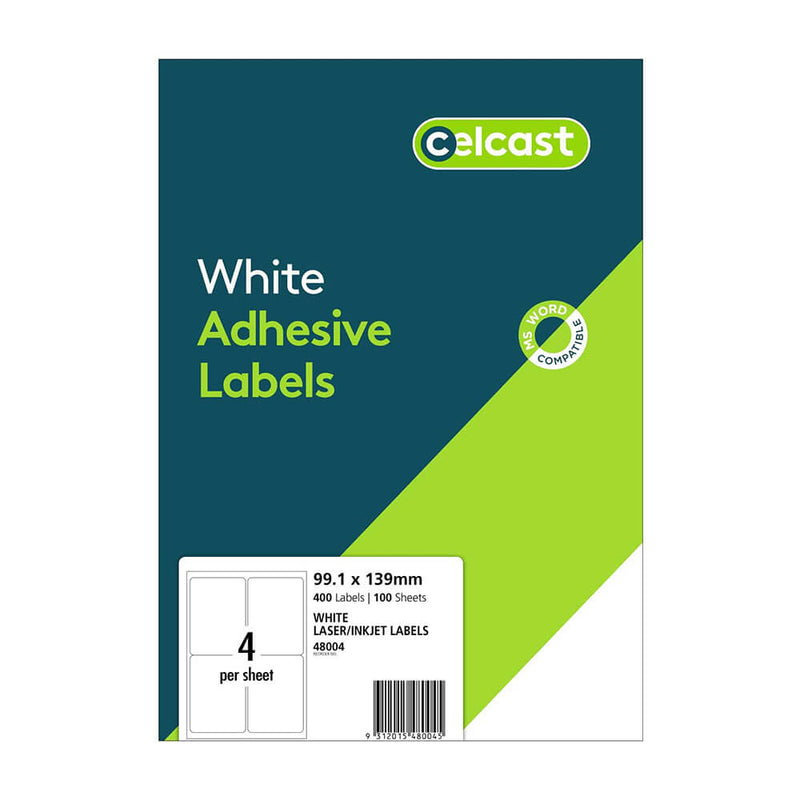 Celcast laser/inkjet labels wit (100 pk)
