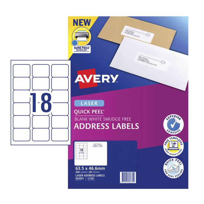 Étiquette Avery Laser Retail Pack (20pk)