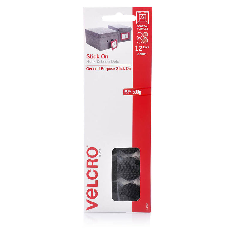 Velcro Stick On Hook &amp; Loop Points 22mm (12pk)