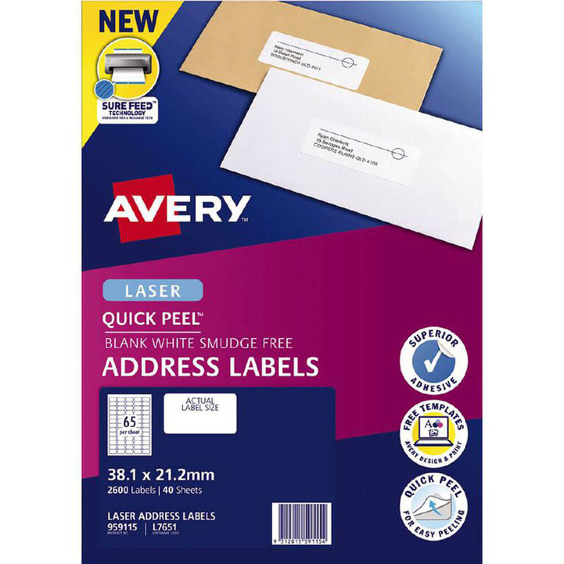 Avery Laser Quick Peel Adres Labels