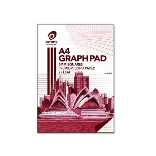 Olympic 7-Holed A4 Top Padded Graph Pad 5pk (25-Leaf)